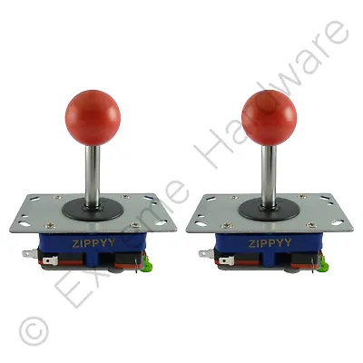 £17.99 • Buy 2 X Zippyy Long Shaft Ball Top Arcade Joysticks 2/4/8 Way (Red) Zippy MAME JAMMA