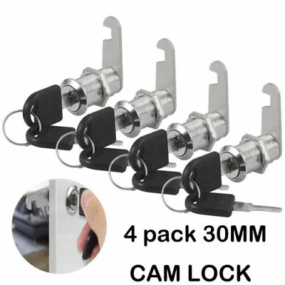 4X Metal Cylinder Cabinet Locker Cam Lock 30MM Drawer Door Locker With 8 Keys • $14.35