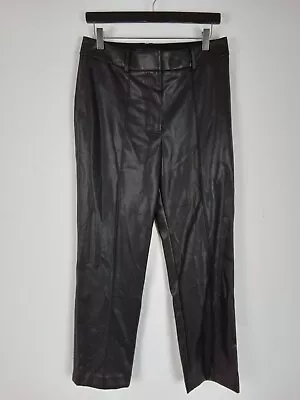 £12.99 • Buy Women's M&S Trousers Black Faux Leather High Waist Straight Leg NWOT F2