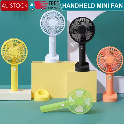 $13.09 • Buy Mini Portable Hand-held Desk Fan Cooling Cooler USB Air Rechargeable 3 Speed AU