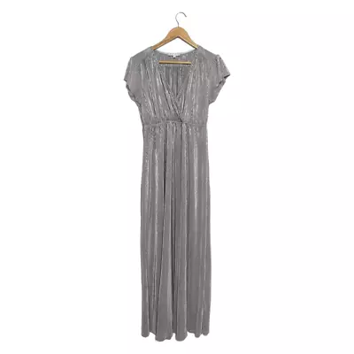 Baltic Born Athena Pleated Dress Metallic Silver Gray Womens Medium Bridesmaid • $58