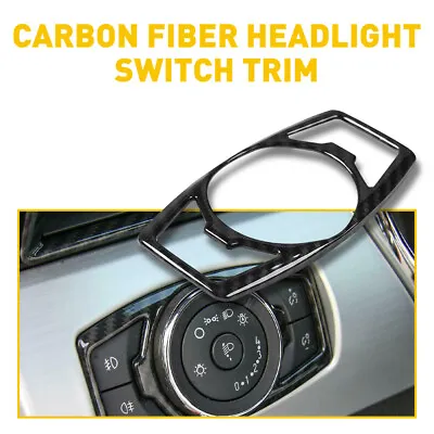 Carbon Fiber Grain Headlight Switch Cover Trim For Ford F150 & Mustang 2015-2020 • $9.99