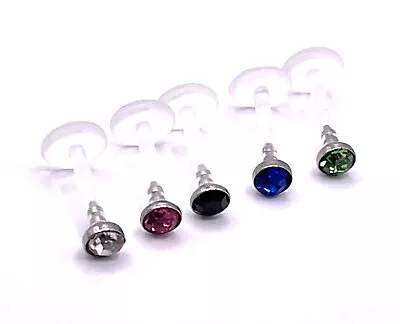 £2.79 • Buy Coloured Crystal Labret Helix Tragus Bioflex Ear Bar 3 Mm Glued Crystal Push Fit