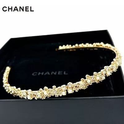 Chanel Hair Accessories Pearl Headband Gold #36 • $2035.44