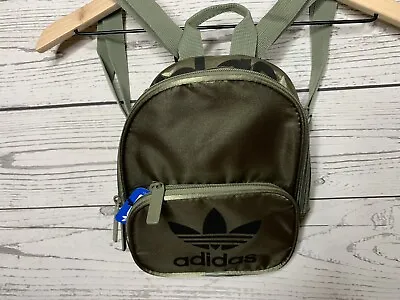 Adidas Originals Womens Green Black Satin Santiago Mini Backpack NWT • $24.99