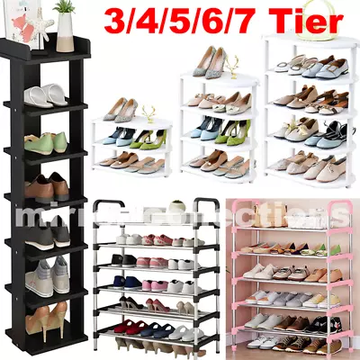 £15.95 • Buy 3/4/5/6/7Tier Shoe Rack Tall Storage Shelf Unit Cabinet Organiser Footwear Stand