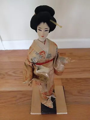 Vintage NISHI Geisha Doll Japanese Kabuki Drama 18  Tall On Base • $29.99