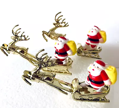 £5.99 • Buy 3 X SANTA & REINDEER WITH SLEIGH PLASTIC CAKE TOPPERS CHRISTMAS FESTIVE  XMAS
