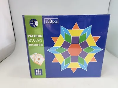 £9.99 • Buy 130 Pcs Wooden Pattern Blocks Shape Set Geometric, Wisdom Cool Fort G/A:50248