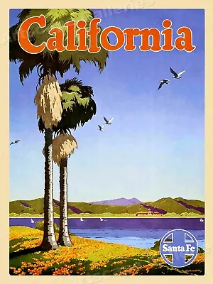 $12.95 • Buy 1940s Santa Fe California Vintage Railroad Travel Poster - 18x24