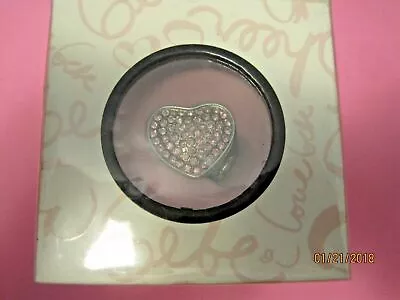 BEBE SOLID PERFUME HEART RING 0.01 Oz / 0.28g New In Box Pink Stones • £31.73