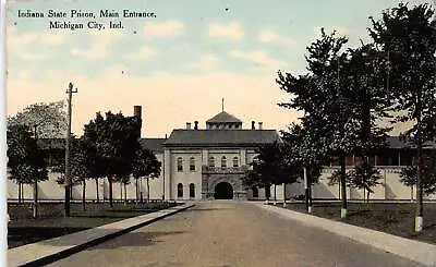 Indiana State Prison Main Entrance Michigan City Indiana 1910c Postcard • $7