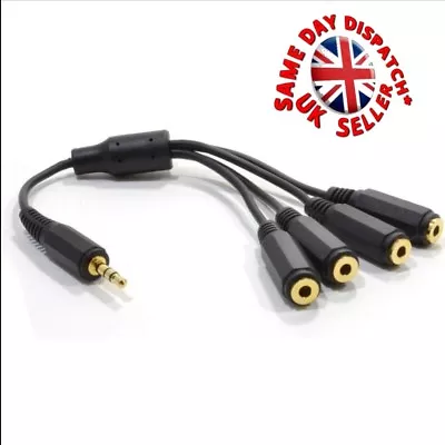 3.5mm TRS Plug To 4 Way Socket Stereo Audio Headphone Splitter Adapter Cable  • £7.23