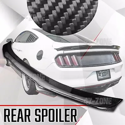Trunk Spoiler Lid Deck For 15-21 Ford Mustang Real Gloss Black Carbon Fiber Rear • $238.59