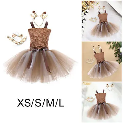 Baby Toddler Kids Giraffe Tutu Dress Costume With Headband Animal Halloween • £16.67