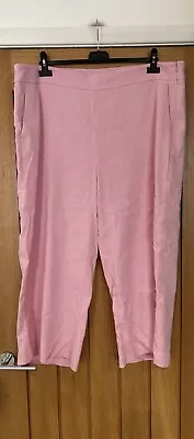 Marks And Spencer Pink Linen Mix Cropped Trousers Size 20 • £2.99