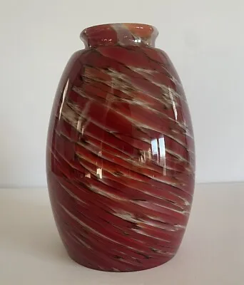 Red White & Multi-color Swirl Art Glass 6 1/8  Pendant Light Replacement Shade • $12.50