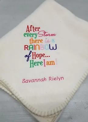 Children's Baby Blessing Rainbow Personalized Birthday Fleece Blanket Throw Gift • $28