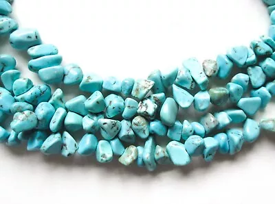 Turquoise Magnesite Nugget Necklace 32  Long Chunky Strand Vintage Mexico • $18