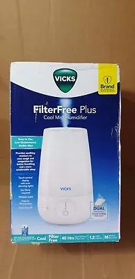 Vicks Filter Free Plus Cool Mist Ultrasonic Humidifier 1.2 Gal White • $18.95