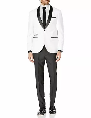 Adam Baker Men's Slim Fit One Button Satin Shawl Collar 2-Piece Tuxedo Suit • $129.97