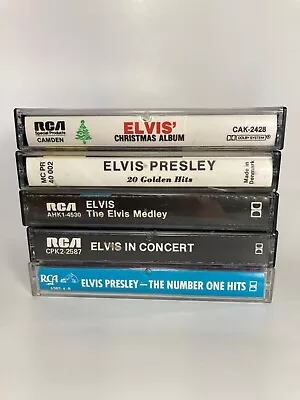 Lot Of 5 Vintage Elvis Presley Cassette Tapes Tested And Re-wound - See Descrip. • $9.99