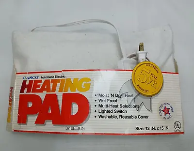 Vintage Electric Heating Pad USA CASCO Tested Works 3 Way Lighted Switch Wash • $9.73