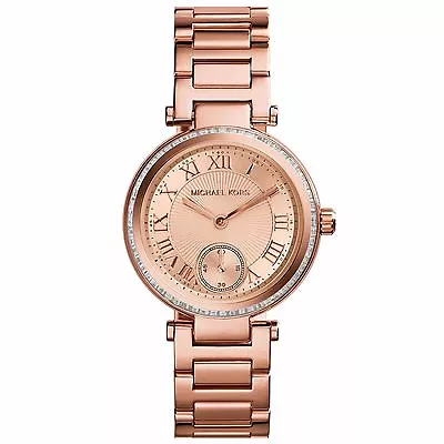 NWT New Michael Kors Women's Mini Skylar Rose Gold Glitz Bracelet Watch MK5971 • $98.95