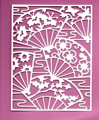 6 New Oriental Fan Card Front Die Cuts -  Topper-geisha Lady Silhouette • £1.70