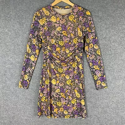 & Other Stories Dress Womens 10 Purple Yellow Sheath Boho Flowy Wavy Ladies • $9.98