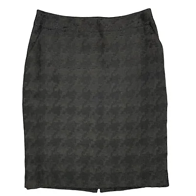 Merona Skirt Womens 6 Pencil Straight Stretch Lined Pockets Houndstooth Plaid • $23.88
