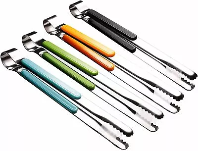 4x Stainless Steel Kitchen Tongs Food Serving Grill Multi Purpose Cooking Tongs • $7.99