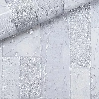 £11.95 • Buy Arthouse Metallic Silver Light Grey Wood Plank Heavyweight Vinyl Wallpaper Thick