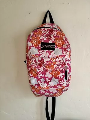 Jansport Backpack Corduroy Floral Hawaiian Pink Orange Vintage Style Y2K CLEAN! • $63