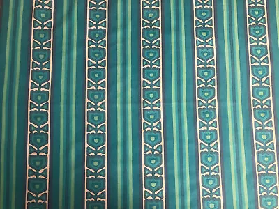 Vintage 1971 Jonelle ‘Pierot’ Teal & Green Cotton Fabric Quarter 1 Metre - Faded • $82.11