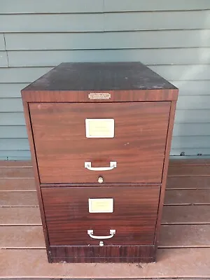 Vintage Seel Age Metal Wood Grain File Cabinet - 29  Tall • $400
