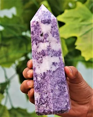 190mm Purple Lepidolite Crystal Healing Stone Gemstone Display Obelisk Tower • $119.97