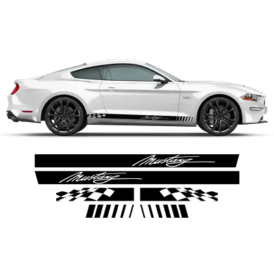 Checkered Rocker Side Stripes  For Ford Mustang 2015 - 2021 • $83.45