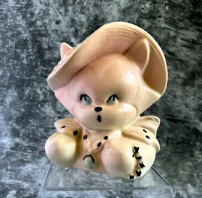 $19.99 • Buy Vintage Hull Pink Kitty Cat With Hat And Bow Vase. Matte Finish