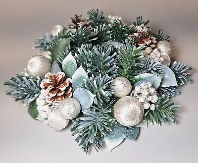 Colonial Candle Of Cape Cod Candle Ring Silver Balls W/ Tag Evergreen Christmas • $14.99