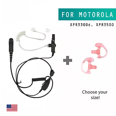XPR3300 XPR3500e Motorola Radio PTT Acoustic Earpiece With Pink Gel Earmolds • $19.99