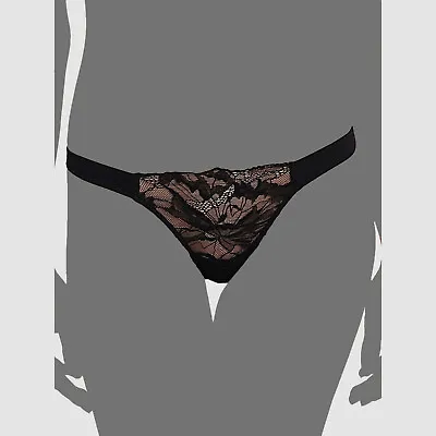 $135 La Perla Women's Black Butterfly Lace G-String Thong Panty Size L • $43.58