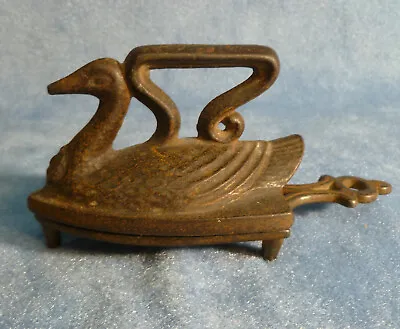 Miniature Swan Clothes Iron & Trivet Antique Cast • $45
