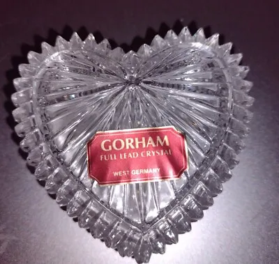 GORHAM Full-Lead Crystal Heart Box West Germany Beautiful Covered Trinket Dish • $16