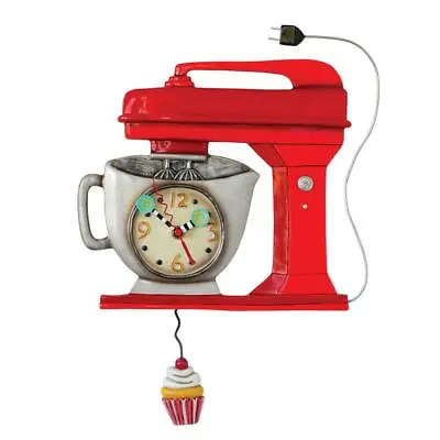 @ New ALLEN DESIGNS Wall Clock RED MIXER Cupcake Swing Pendulum Bakery Bake Shop • $74