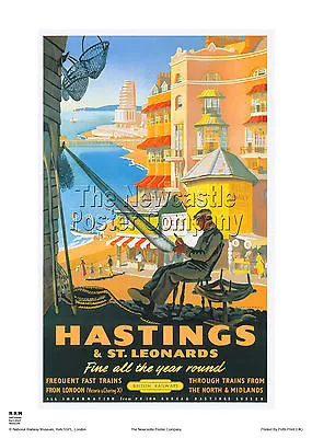 £19.99 • Buy Hastings Sussex Retro Vintage Railway Travel Poster Advertising Holiday