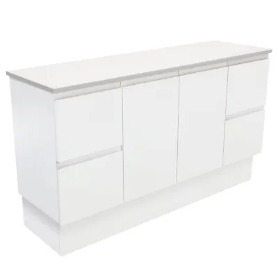 Fienza Bathroom Vanity 1500 Cabinet On Kickboard Cupboard Fingerpull White 150ZK • $874