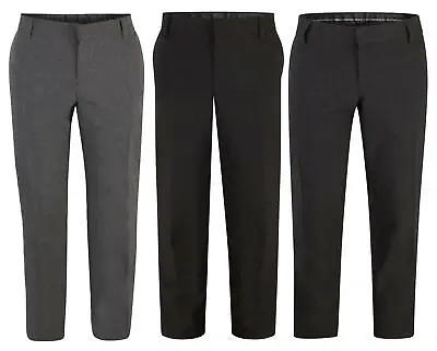 Boys EXMARKS Crease Stain Resistant Adjustable Waist SKINNY Fit School Trousers • £5.99