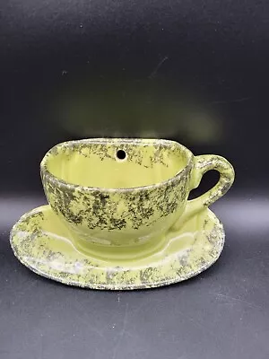 Vintage MCM Kitchen Kitsch Cup/Saucer Wall Pocket- Hobbyist?- Avocado Green • $8