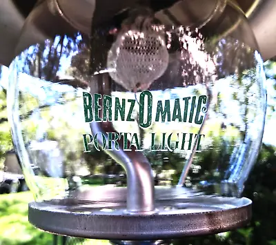 Vtg Silver Bernz-o-matic Porta Light Propane Lantern Pyrex Globe • $34.99